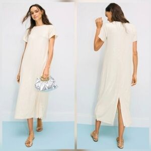 Rosetta Getty Sequin Short Sleeve Maxi Dress In Cream Size XS